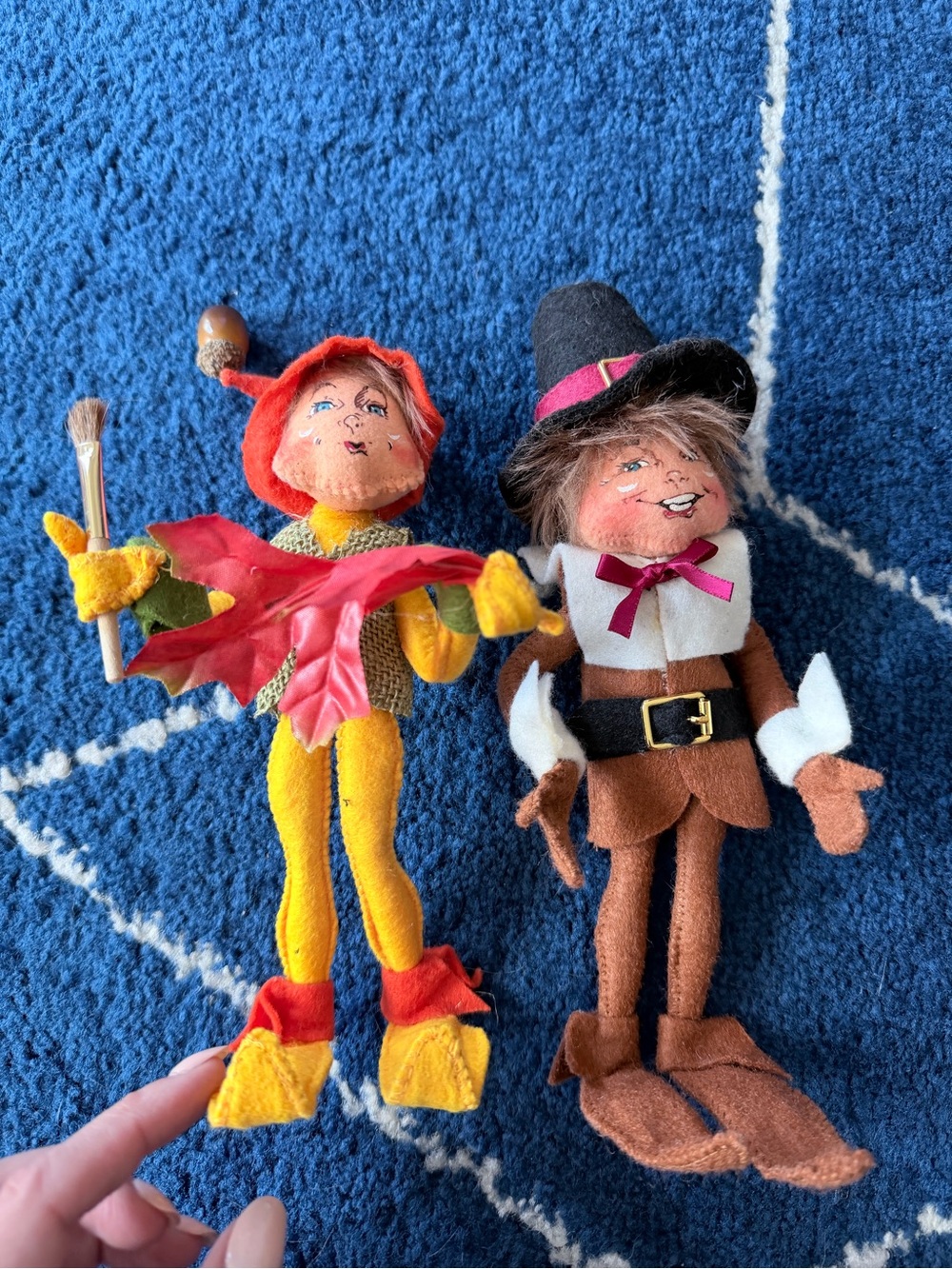 Annalee Yellow Fall Sprite and Brown Pilgrim Doll Set